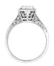 Hexagon Art Deco White Sapphire Filigree Engagement Ring in 14K White Gold