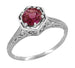 Art Deco Antique Style Filigree Hexagonal 1.20 Carat Rhodolite Garnet Engagement Ring in 14K White Gold