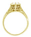 Vintage Engraved Art Deco Hexagonal Filigree Solitaire Diamond Engagement Ring in 14K Yellow Gold