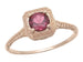 Rhodolite Garnet Filigree Scrolls Engraved Engagement Ring in 14 Karat Rose ( Pink ) Gold
