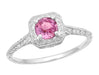 Filigree Scroll Engraved Antique Platinum Pink Sapphire Art Deco Engagement Ring - R183PPS