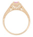 Art Deco Filigree Scrolls Engraved Pink Sapphire Engagement Ring in 14 Karat Rose Gold