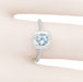 Solitaire Art Deco Filigree Antique Aquamarine Engagement Ring close up image  on a finger - R183WA