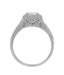 Filigree Scrolls Engraved Morganite Engagement Ring in 14 Karat White Gold