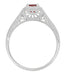 Art Deco Pyrope Garnet Filigree Scrolls Engraved Ring in 14 Karat White Gold