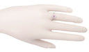 Art Deco Engraved 1920's Square Top Filigree Pink Sapphire Engagement Ring in 14 Karat White Gold