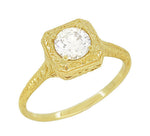 Filigree Scrolls Vintage Engraved 3/4 Carat Diamond Art Deco Engagement Ring in 14 Karat Yellow Gold