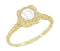 Filigree Yellow Gold Scrolls 1/3 Carat Diamond Art Deco Engraved Engagement Ring