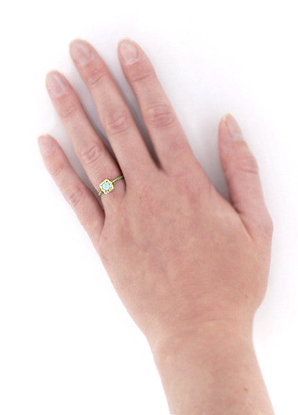 3/4 Carat Aquamarine Art Deco Filigree Scrolls Engraved Engagement Ring in 14 Karat Yellow Gold - Item: R183Y1A - Image: 3