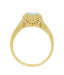 Aquamarine Art Deco Filigree Scrolls Engraved Engagement Ring in 14 Karat Yellow Gold
