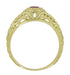 1920's Art Deco Yellow Gold Ruby Filigree Engagement Ring with Side Diamonds
