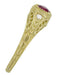 1920's Art Deco Yellow Gold Ruby Filigree Engagement Ring with Side Diamonds