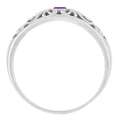Edwardian Filigree Amethyst Ring in 14 Karat White Gold - Item: R197A - Image: 2