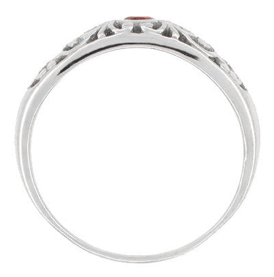 Palladium Edwardian Scroll Design Filigree Ruby Ring - alternate view