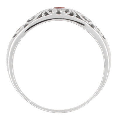 Palladium Edwardian Scroll Design Filigree Ruby Ring - Item: R197PDMR - Image: 2