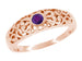 Edwardian Rose Gold Scroll Filigree Amethyst Tapered Band Ring