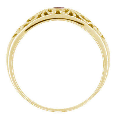 Edwardian Filigree Ruby Ring in 14 Karat Yellow Gold - alternate view