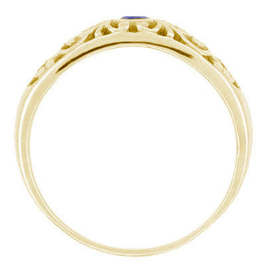 Edwardian Scroll Filigree Sapphire Ring in 14 Karat Yellow Gold - alternate view