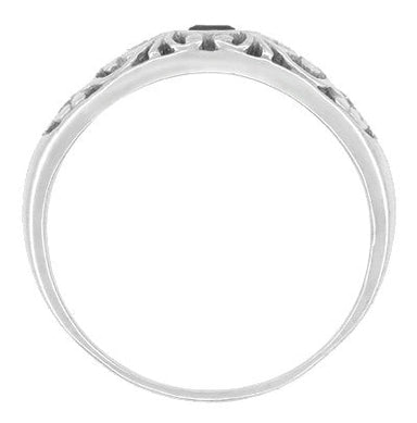 Edwardian Filigree Black Diamond Ring in 14 Karat White Gold - alternate view
