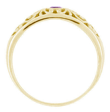 Edwardian Filigree Amethyst Ring in 14 Karat Yellow Gold - alternate view