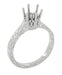 Art Deco Filigree Scroll Engraved 3/4 Carat Crown Solitaire Engagement Ring Setting in Platinum