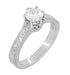 Art Deco Crown Filigree Scrolls Engraved 3/4 Carat Solitaire Diamond Engagement Ring in Platinum