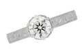 Art Deco Crown Filigree Scrolls Engraved 3/4 Carat Solitaire Diamond Engagement Ring in Platinum