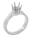 Art Deco Palladium 1 Carat Crown Engagement Ring Setting
