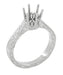 Art Deco Palladium 1 Carat Crown Engagement Ring Setting