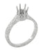 1/4 Carat Palladium Filigree Scrolls Engraved Art Deco Crown Engagement Ring Mounting | 4mm