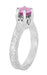 Platinum Scrolls Art Deco Filigree 1 Carat Pink Sapphire Solitaire Crown Engagement Ring