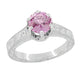 Platinum Scrolls Art Deco Filigree 1 Carat Pink Sapphire Solitaire Crown Engagement Ring