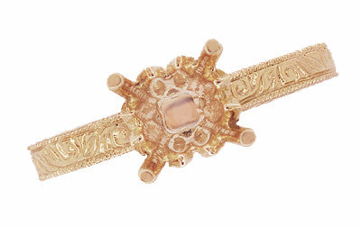 14 Karat Rose Gold Art Deco 3/4 Carat Crown Scrolls Filigree Engagement Ring Setting - Item: R199PRR75 - Image: 3