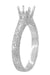 Art Deco 3/4 Carat Scroll Engraved Castle Filigree Engagement Ring Setting in White Gold