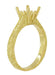Yellow Gold Art Deco Scrolls Filigree Crown 1.50 - 1.75 Carat Engagement Ring Setting - 14K or 18K