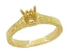 Art Deco Crown Scrolls Filigree 1/3 Carat Ring Setting in 18 or 14 Karat Yellow Gold