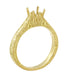 Art Deco Yellow Gold Carved Scrolls Filigree Castle 1/2 Carat Engagement Ring Setting