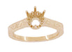Art Deco 1 Carat Crown Filigree Scrolls Engagement Ring Setting in 14 Karat Rose ( Pink ) Gold