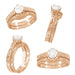 Art Deco 1/3 Carat Crown Filigree Scrolls Engagement Ring Setting in 14 Karat Rose Gold