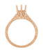 Art Deco 1/3 Carat Crown Filigree Scrolls Engagement Ring Setting in 14 Karat Rose Gold