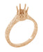 Art Deco Filigree Scrolls 14 Karat Rose Gold 1/2 Carat Crown Engagement Ring Setting