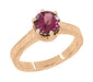 Scroll Filigree Art Deco Crown 1.5 Carat Rhodolite Garnet Solitaire Engagement Ring in 14 Karat Rose ( Pink ) Gold