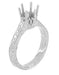 Scroll Filigree Art Deco Crown Engagement Ring Setting for a 1.75 - 2.25 Carat Round Diamond in White Gold - 14K or 18K