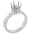 Scroll Filigree Art Deco Crown Engagement Ring Setting for a 1.75 - 2.25 Carat Round Diamond in White Gold - 14K or 18K