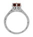 Art Deco Engraved Scrolls 1.5 Carat Almandine Garnet Filigree Crown Solitaire Engagement Ring in 18 Karat White Gold