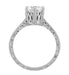 Art Deco Filigree Scrolls Tiara Crown 1.25 Carat Solitaire Diamond Engraved Engagement Ring in White Gold
