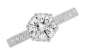 Art Deco Filigree Scrolls Tiara Crown 1.25 Carat Solitaire Diamond Engraved Engagement Ring in White Gold