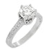Art Deco Filigree Scrolls Tiara Crown 1.25 Carat Solitaire Diamond Engraved Engagement Ring in White Gold
