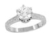 Art Deco Filigree Scrolls Tiara Crown 1.25 Carat Solitaire Diamond Engraved Engagement Ring in White Gold