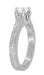 Filigree Scrolls Engraved 1/2 Carat Diamond Art Deco Crown Solitaire Engagement Ring in White Gold